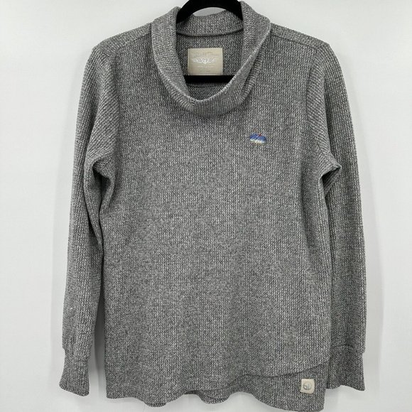 Straight Down Heather Gray Waffle Knit Thermal Cowl Neck Misty‎ Top Size Medium - Picture 1 of 9
